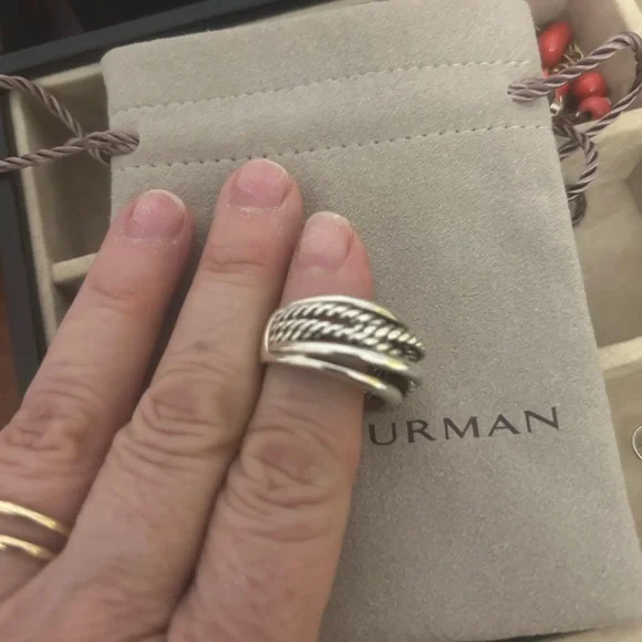 David Yurman Silver Twisted Rope Ring - Picture 2 of 6